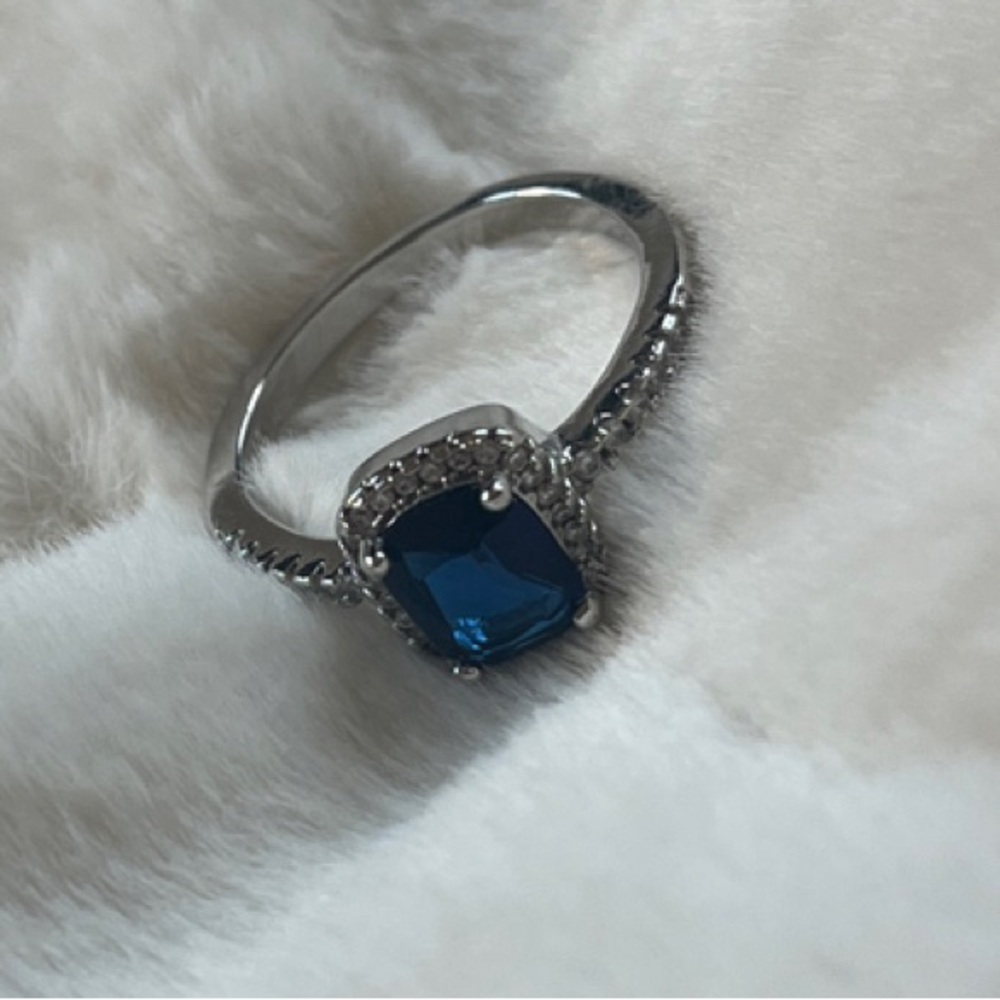 Sapphire Blue and Silver Ring